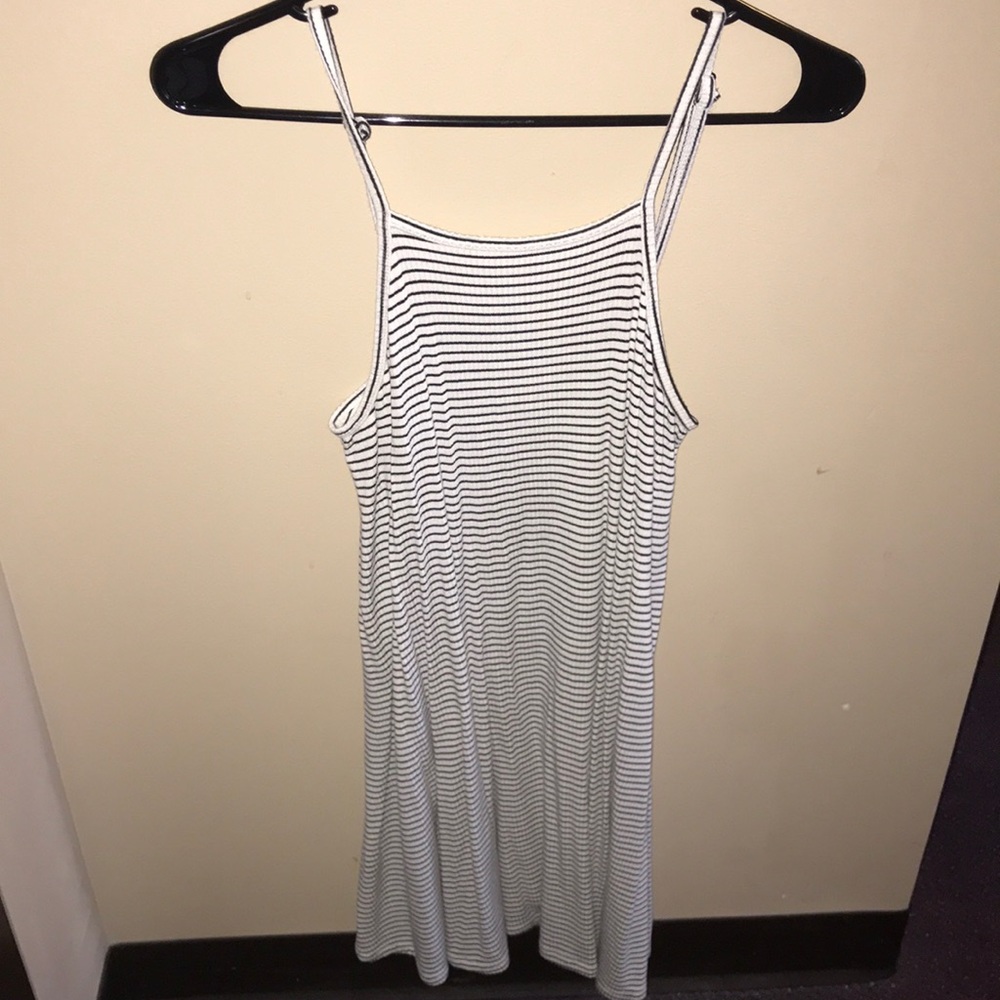 black and white striped sundress
